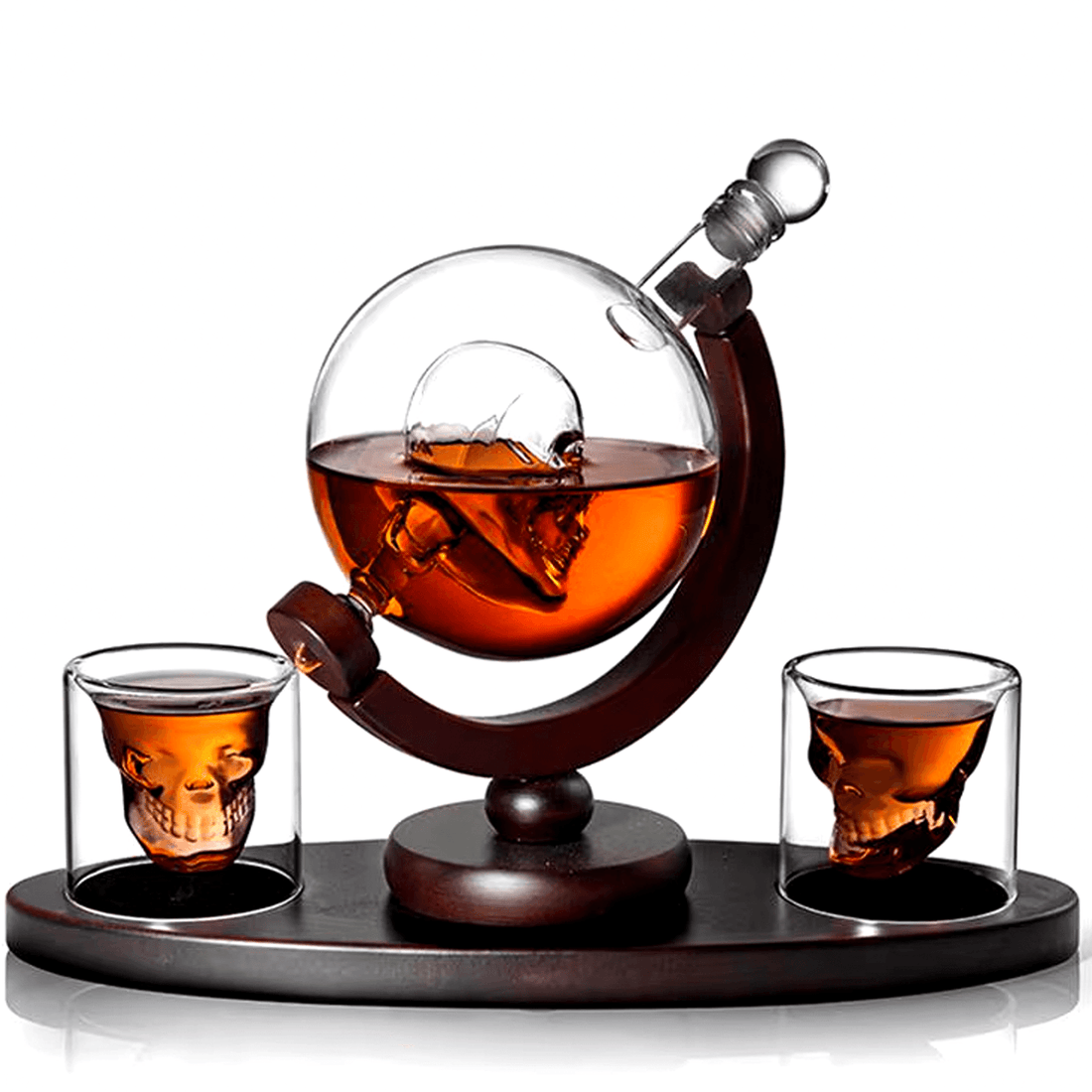 Decantor Craniu cu Pahare Gravate - Cadoul Perfect pentru Bărbați (850 ml)