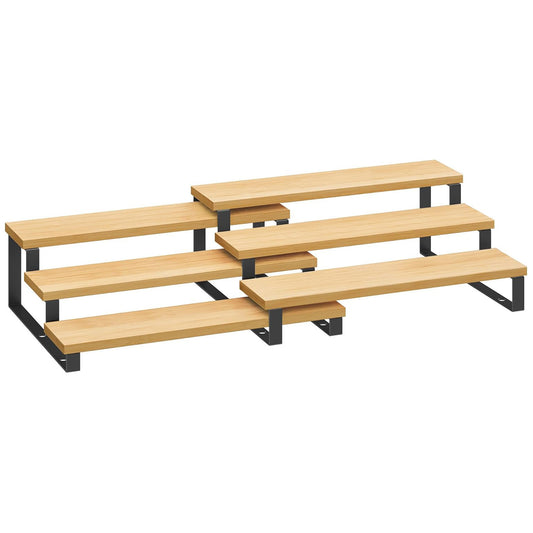 Set 2 Rafturi Depozitare Elindor® Organizator pentru Bucatarie si Baie pe 3 Nivele, Organizatoare Dulap si Sertare, Suport pentru Sertar, Camara, Baie, Bar, Birou, Multifunctional, Separator Condimente, Parfumuri, Creme, 24.5x30x11 cm, Negru / Bej