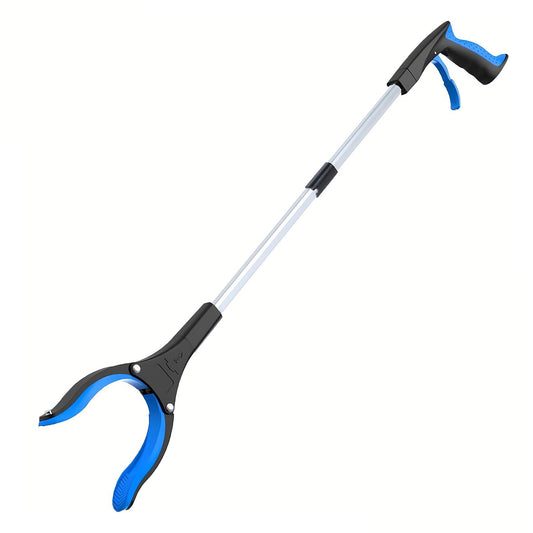 Cleste de Gunoi Elindor® Pliabil pentru Colectare Deseuri, Gheara Rotativa la 360°, Maner Ergnom, Practic, Versatil, Ideal pentru Uz Zilnic, Recuperare Medicala sau Activitati in Aer Liber, 83 cm, Negru / Albastru