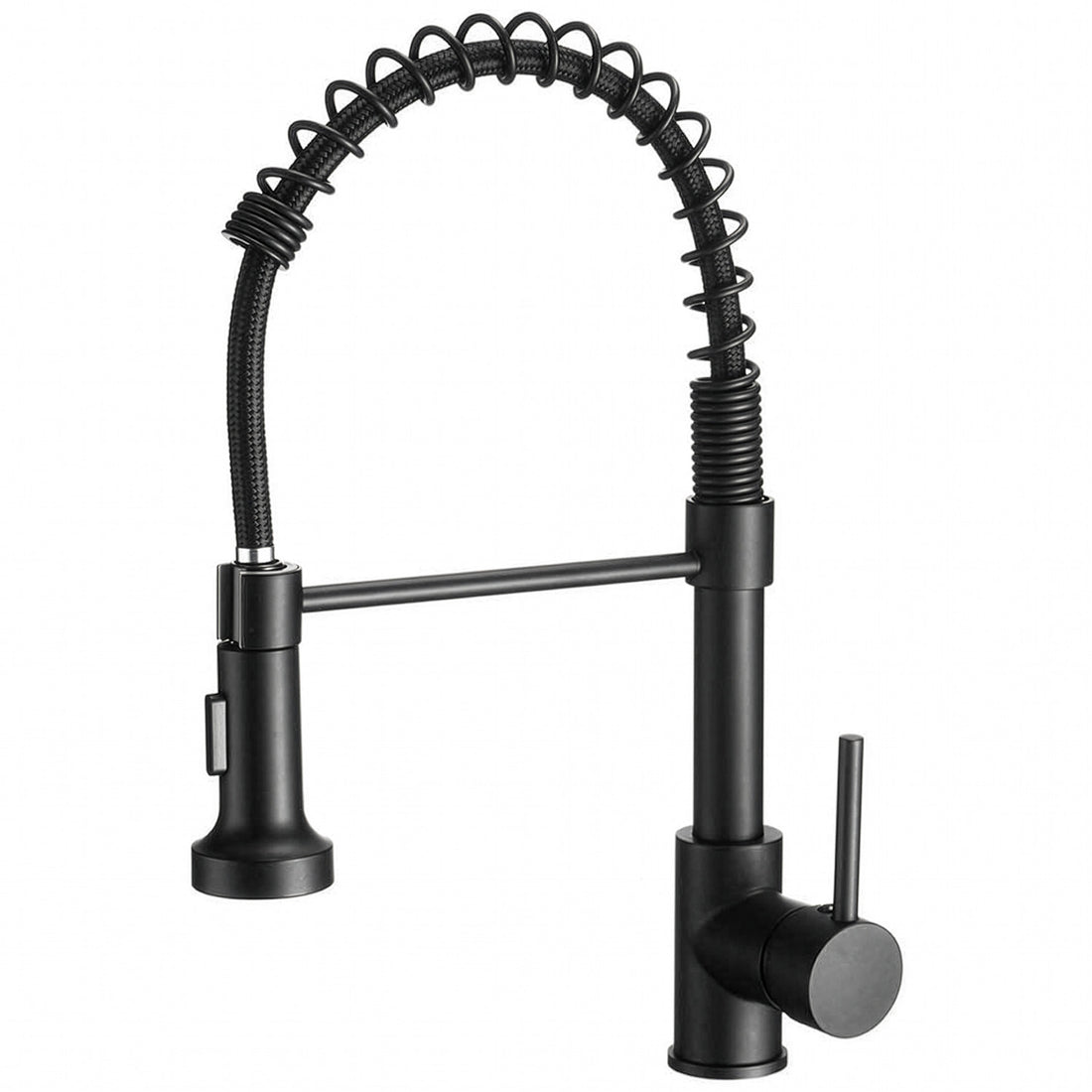 Baterie Chiuveta Bucatarie Neagra Elindor® Robinet de Apa, Modern cu Pipa Flexibila, Cap Dus Extractabil cu Doua Functii, Jet Reglabil, Monocomanda, Rotativ 360°, pentru Bucatarie, Otel Inoxidabil 201, Inaltime 46 cm