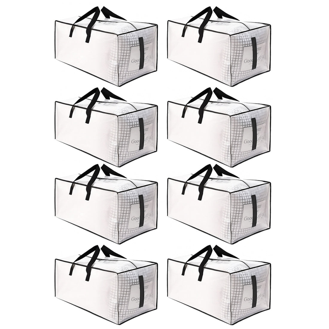 Set 8 Genti Mari Depozitare Elindor®, cu Fermoar si Manere, Pliabile, Rezistente la Apa, 86 L, Polipropilena (PP), Semi-Transparent, Pentru Haine, Lenjerii, Jucarii, Camping, Alternativa Cutii Mutare