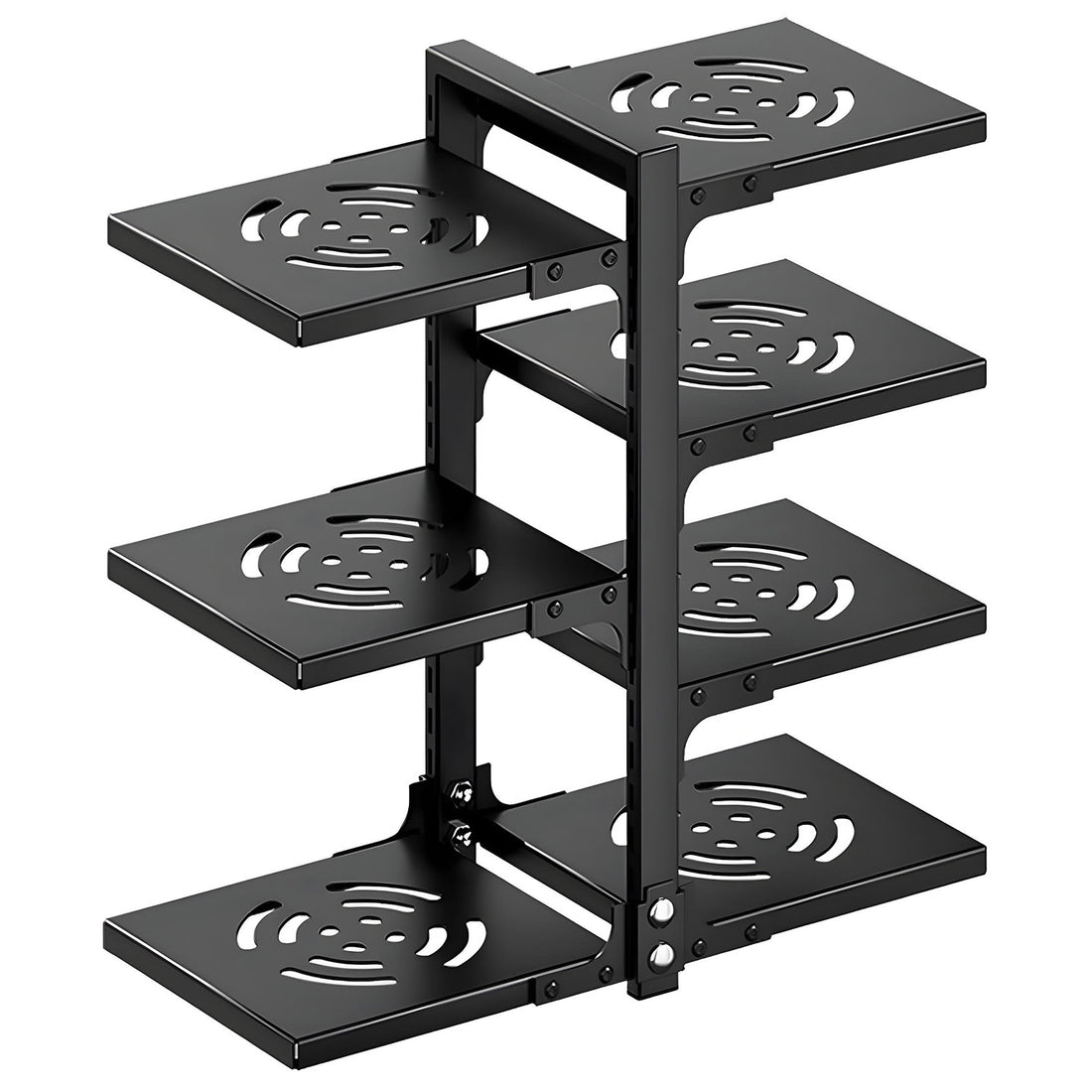Organizator Vase Elindor®, Suport Oale Chiuveta, Ideal pentru Farfurii, Oale, Tigai, cu 7 Compartimente si 6 Nivele, pentru Bucatarie Multifunctional, pentru Blat sau in Dulap, 51 x 22.6 x 53 cm, Negru