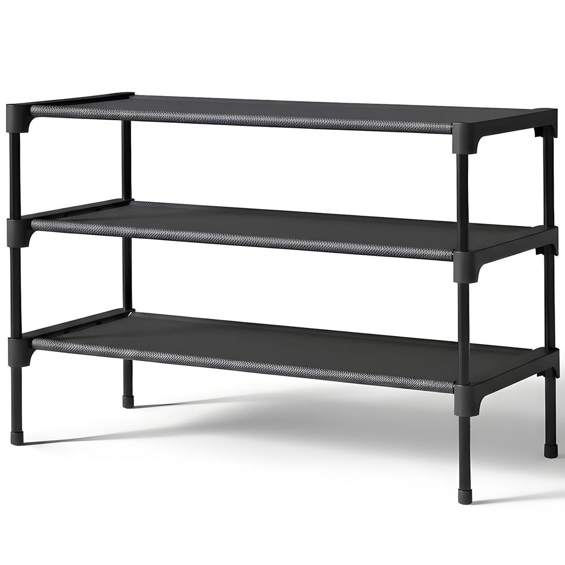 Organizator pentru Pantofi Elindor® Pantofar cu 3 Nivele Mari, Fara Gauri, Suport Metalic pentru Papuci, Dulap Hol, Dormitor, Economisire Spatiu, Depozitare Incaltaminte, 30 × 70 × 47 cm, Negru