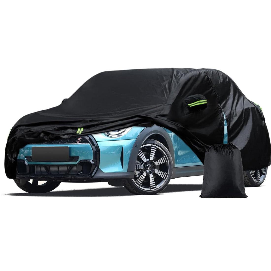 Prelata Auto Neagra 3 Straturi Elindor®, Impermeabila, Toate Anotimpurile, Husa de Protectie Completa, Antigrindina, Ploaie, Anti Soare, Accesorii Masina Exterior, Hatchback M, 382x165x120 cm