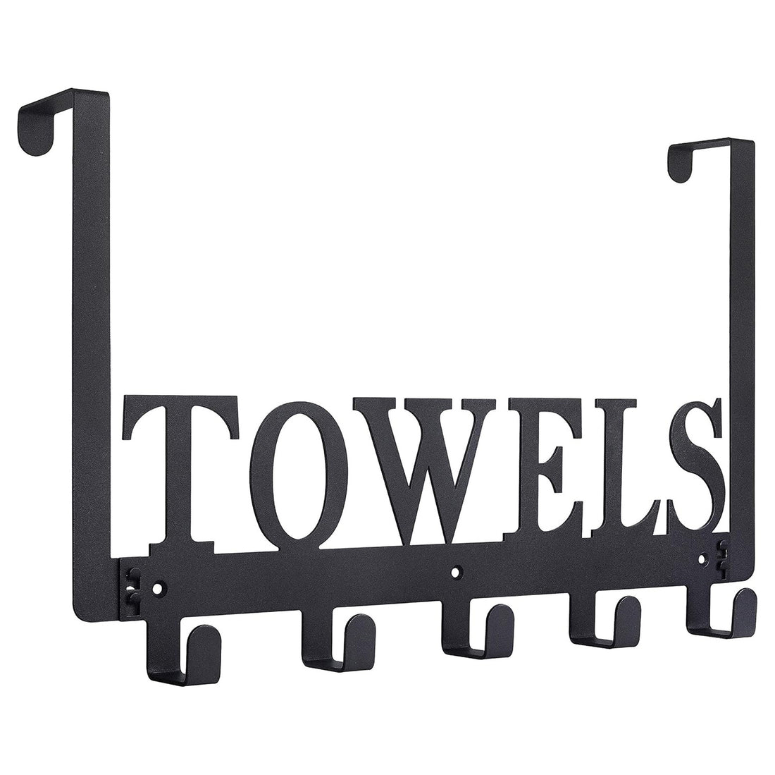 Suport Prosop Elindor® Polita cu Sistem de Agatare sau Prindere pe Perete, cu 5 Carlige, pentru Dus, Organizare in Bucatarie sau Organizator Baie, Accesorii, 38 x 26.3 x 4.5 cm, Negru