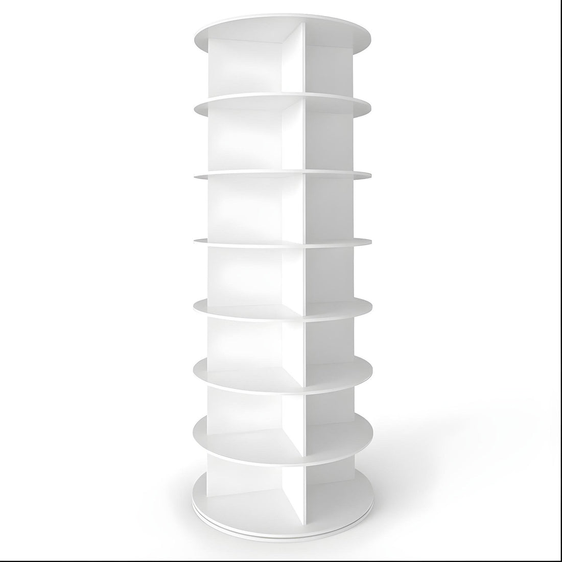 Organizator pentru Pantofi Elindor® Pantofar cu 4x 7 Nivele, Rotativ 360°, Suport pentru Papuci, Dulap Hol, Dormitor, Economisire Spatiu, Depozitare Incaltaminte, 59×59×160 cm, Alb