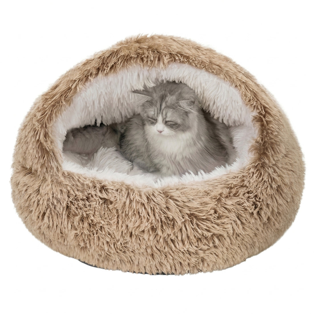 Pat Confortabil pentru Caini si Pisici Elindor® Rotund, Culcus Moale Antiderapant, Potrivit pentru Caine si Pisica de Talie Mica si Medie, Ideal in Orice Anotimp, in Casa, 60 × 60 × 16 cm, Maro