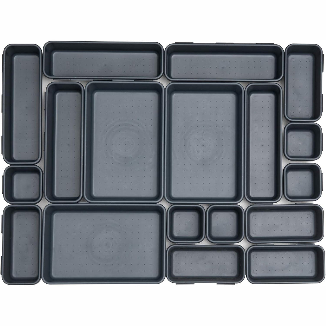 Set 22 Cutii Depozitare Elindor® Organizator pentru Bucatarie si Baie, 3 Marimi, Organizatoare Dulap si Sertare, Cutie pentru Sertar, Frigider, Camara, Baie, Bar, Birou, Cos Multifunctional, Separator Fructe, Legume, Creme, Parfumuri, PP