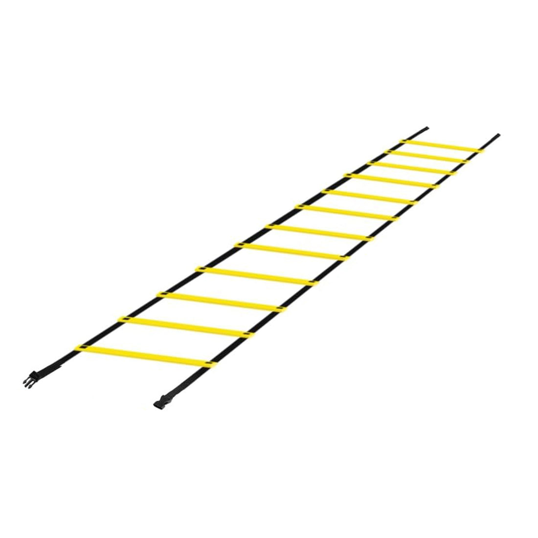 Scara de Antrenament Elindor® pentru Agilitate, Viteza, Rezistenta, Coordonare, Rapiditate, cu 12 Trepte, Lungime Reglabila Treapta 38-42 cm, Interior / Exterior, Geanta de Transport Inclusa, 500 x 42 cm, Galben / Negru