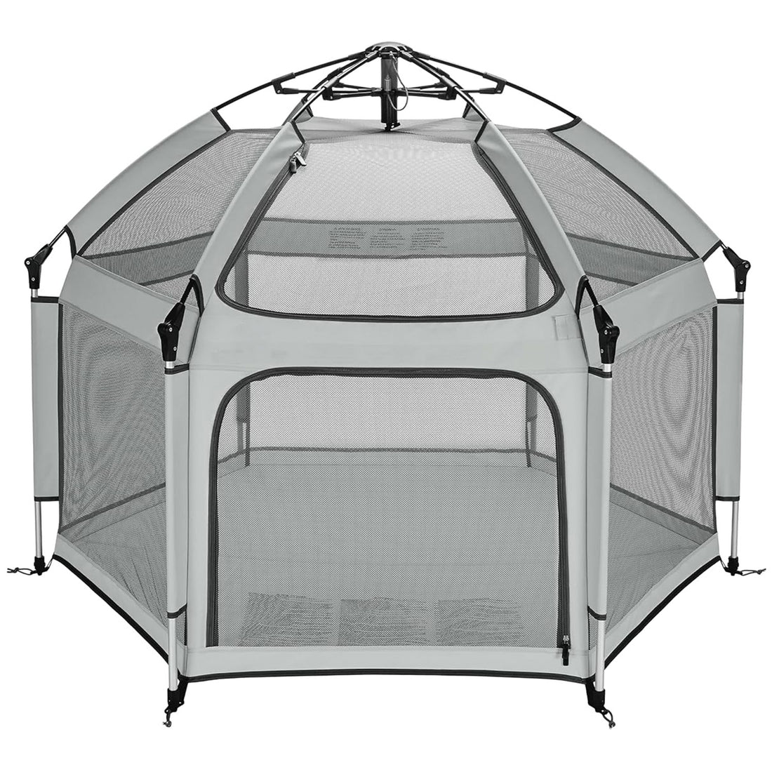 Tarc de Joaca pentru Bebelusi si Copii Elindor® Tip Cort, Spatiul Sigur de Joaca, Plasa de Protectie UV, Include Usa cu Fermoar, Materiale Eco-Friendly și Non-Toxice, Varsta 1-5 ani, 150 x 150 x 122 cm, Gri