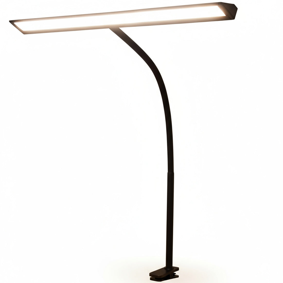 Lampa de Birou Elindor® Ultra-Wide, Neagra cu LED, Nivel de Luminozitate Reglabil de la 2700K pana la 6500K, Veioza cu Clema Metalica si Brat Reglabil, Protectie pentru Ochi, Inaltime Totala 66 cm, Latime 40 cm