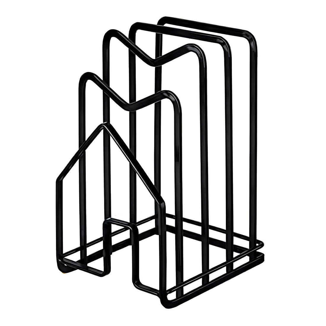 Suport Tocatoare Metalic Elindor® Organizator Compact si Elegant pentru Bucatarie, Baza Antiderapanta, Ideal pentru Tocatoare, Capace Oale si Tigai, Ustensile Bucatarie, Carti, 12.5 × 14.5 × 21.5 cm, Negru