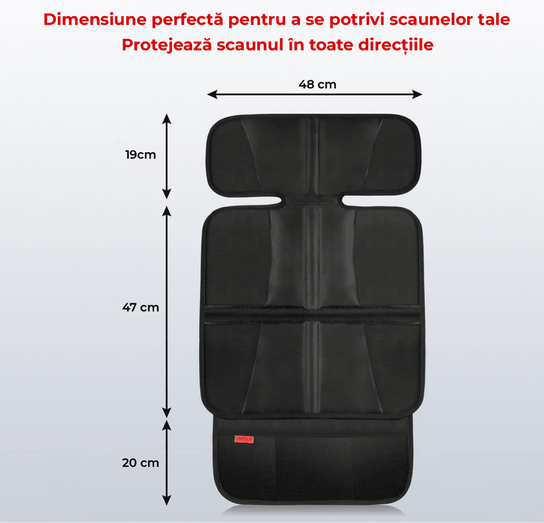 Husă de Protecție pentru Șezut Scaun Auto ISOFIX, Impermeabilă, cu 3 Buzunare din Plasă, Universală, Neagră