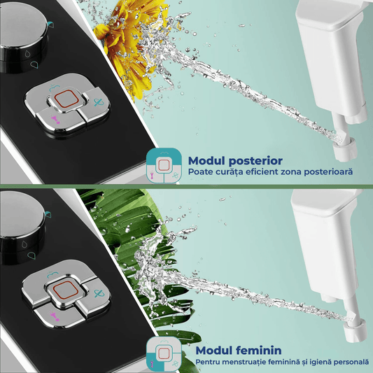 Bideu Retractabil pentru Toaletă cu Auto-Curățare, Control de Presiune, Igienă Personală, Negru
