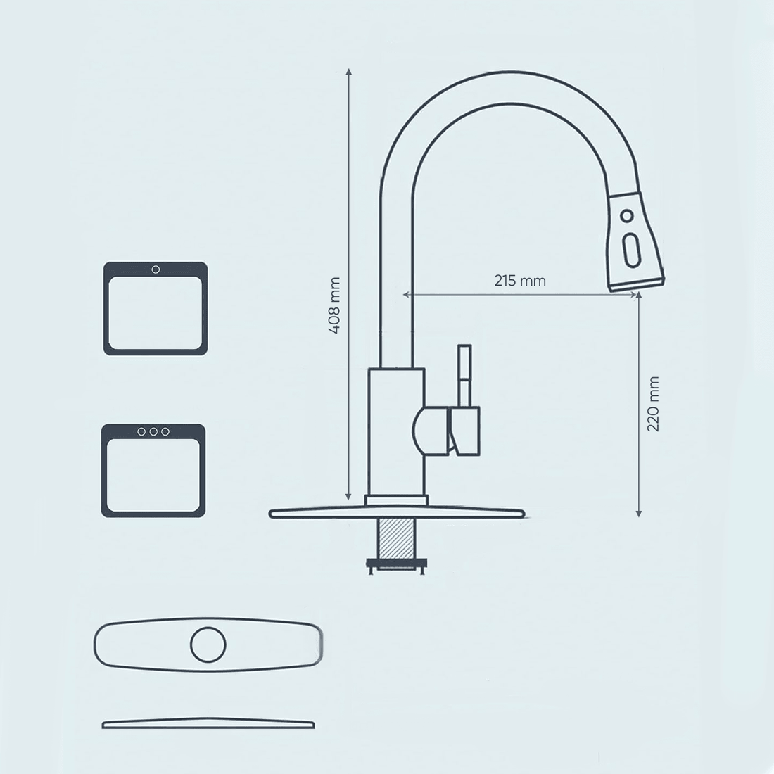 Baterie Bucătărie Premium Multifuncțională, Oțel Inoxidabil, Pipă Înaltă, cu Duș Extractabil, Negru