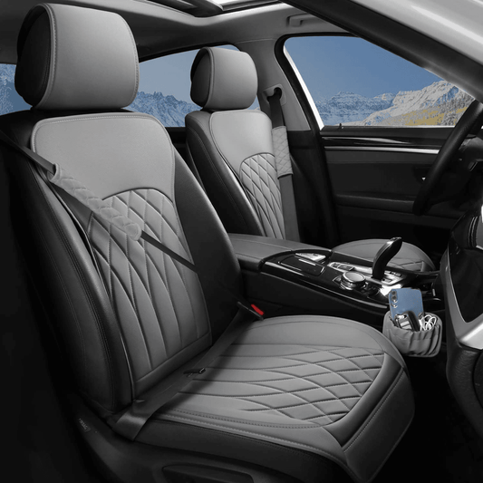 Set 2 Huse Impermeabile pentru Scaune Auto cu Buzunar și Pernițe pentru Centura de Siguranță, Gri