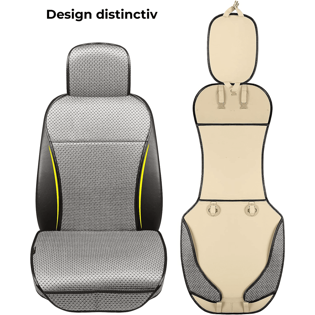 Set Complet Huse pentru Scaune Auto, Fata și Spate, Elegante și Respirabile, Compatibile Airbag, Gri