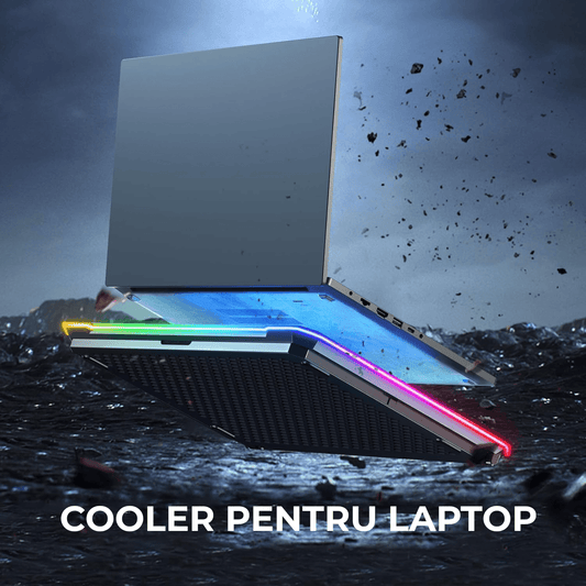 Cooler Gaming RGB Laptop, 15.6-17.3", 9 Trepte, LED, LCD, 2 USB, Negru