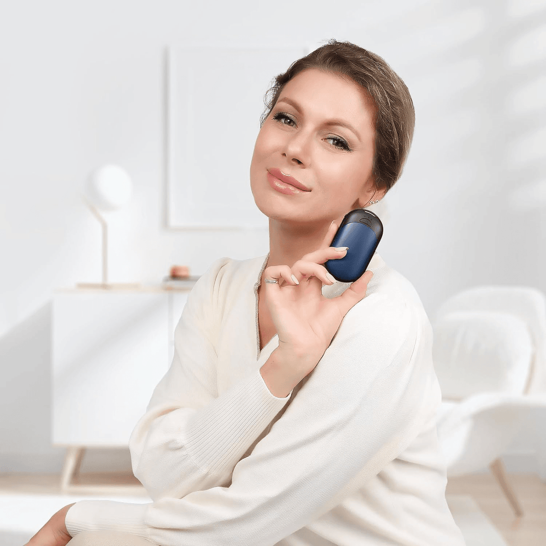 Set 2 Încălzitoare de Mâini Slim, Magnetice și Reîncărcabile, cu 3 Setări de Căldură, Electrice și Portabile, Albastru