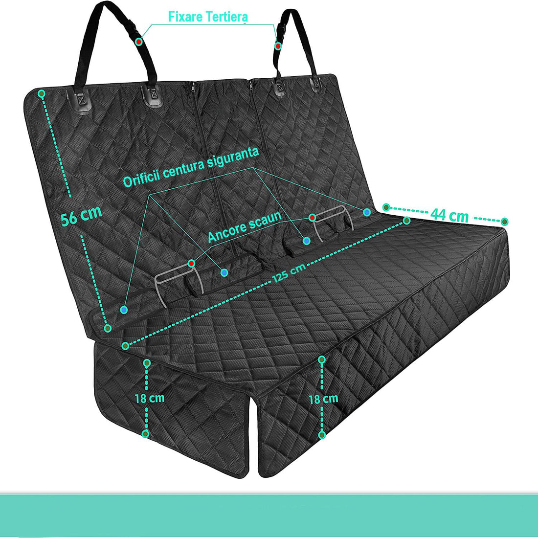 Husă Auto Universala pentru Protecție și Transport Animale, Impermeabilă, Antialunecare, 125 cm, Neagră.
