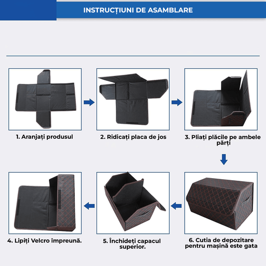 Organizator Premium pentru Portbagaj Auto, Multifuncțional, Pliabil, 54 cm, Negru/Roșu
