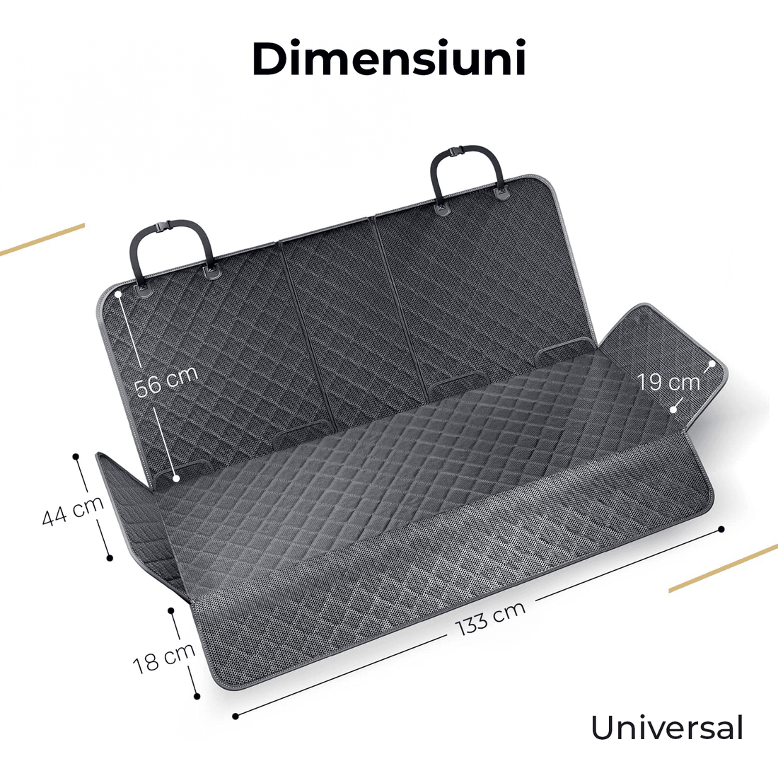 Husă auto universală pentru animale, impermeabilă, antialunecare, 133 cm, neagră