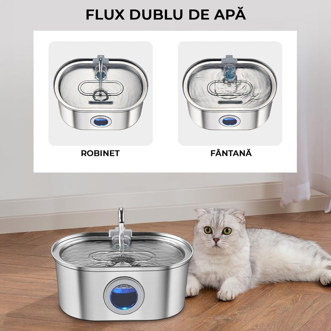 Dispenser automat apă 3.2L, oțel inoxidabil, sistem filtrare, ultra-silențios, argintiu