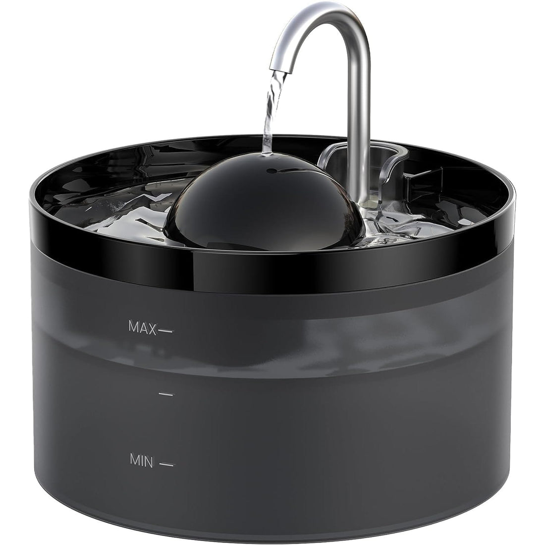 Fantana Apa Pisici si Caini Elindor®, Dispenser Automat cu Capac pentru Animale, Adapator cu Dubla Circulatie, Silentios 25dB, Sistem de Purificare si Filtrare Carbune Activ, Adaptor Priza, Filtru si Pompa Incluse, ABS, Capacitate 2 L, Negru