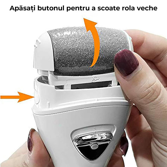 Set 6 Role de Schimb pentru Pila Electrică, 3 Nivele de Abrasiune, Îngrijirea Picioarelor, Îndepărtare Piele Moartă și Calusuri, Alb