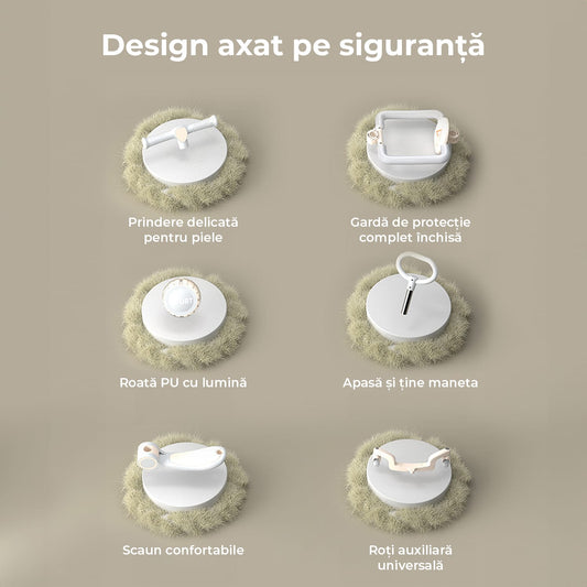 Trotinetă Copii cu Sezut, Transformabilă 6 în 1, Roți Luminoase LED, 1-12 Ani, Gri/Roz