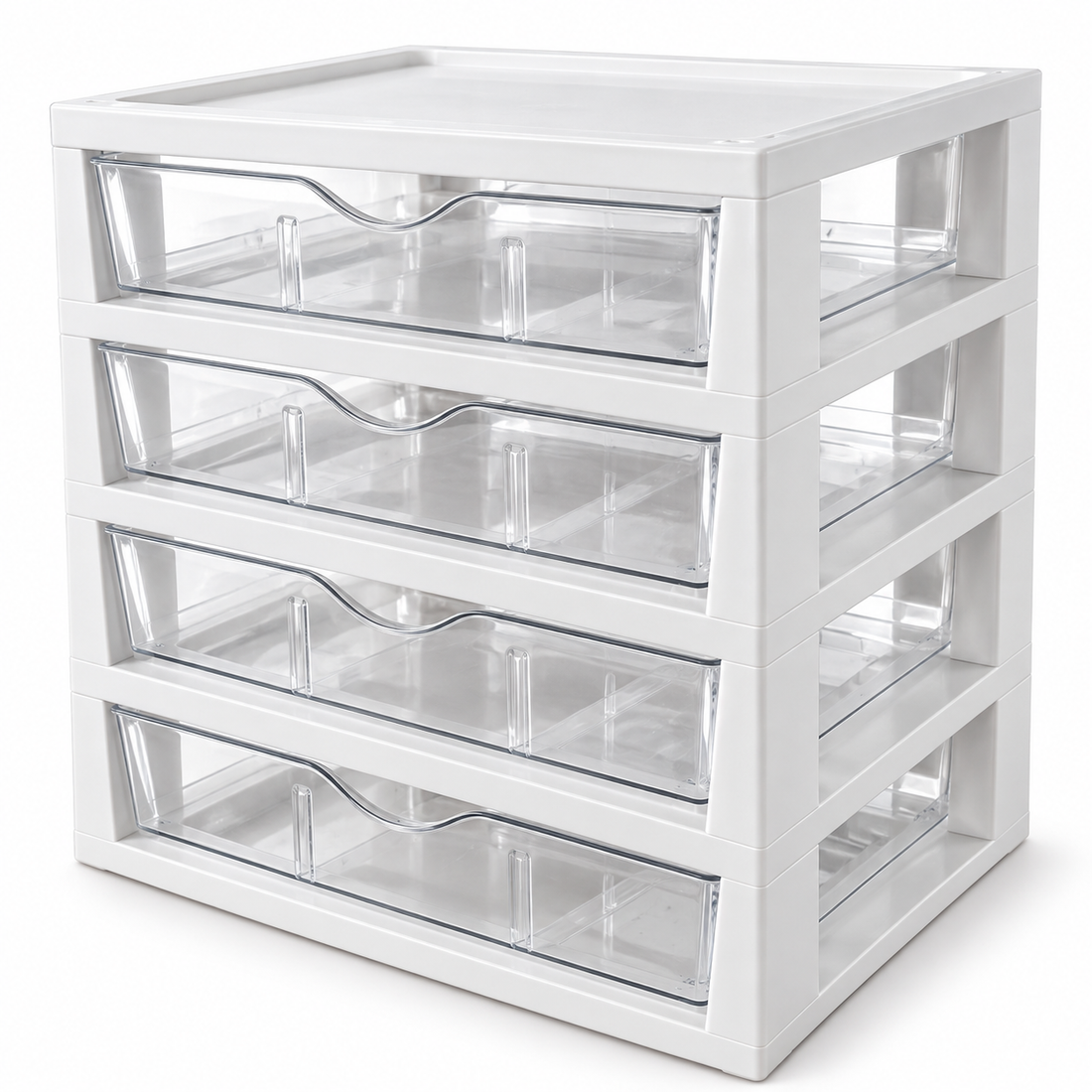 Organizator Birou Elindor® cu 4 Nivele, Tip Sertar, Recipient de Depozitare Multifunctional si Glisant, Organizator pentru Dulapul de sub Chiuveta din Baie si Bucatarie, 36.5 x 25.9 x 35.6 cm, Alb