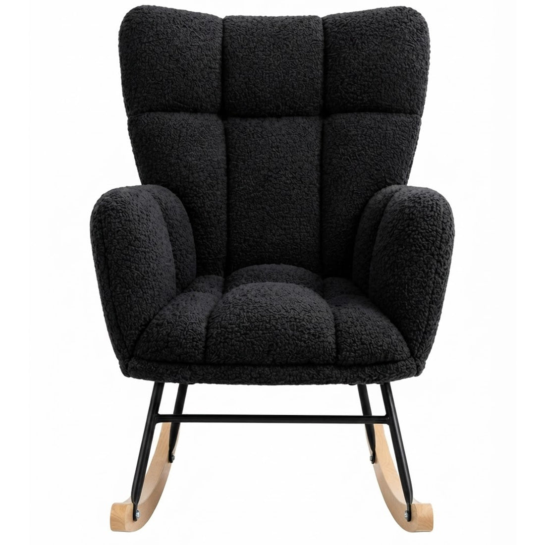 Fotoliu Balansoar Elindor® cu Spatar, Ergonomic, Cadru Solid din Otel, Ideal pentru Living, Dormitor, Camera Copilului, 68 x 88 x 93 cm, Negru