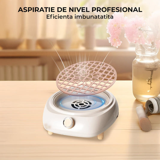 Aspirator Praf Unghii Elindor®, Colector Profesional Manichiura si Pedichiura, 110W, Aparat cu Ventilator Puternic si Filtru Lavabil, Viteza Reglabila, Design Compact si Portabil, 23x22x7 cm, Ideal pentru Salon sau Acasa, Roz