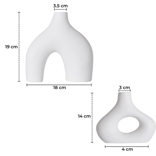 Vaze Moderne Elindor® Set 2 Bucati, Design Unic, Accente Boho, Decorative, Potrivite pentru Orice Tip de Flori, Alb