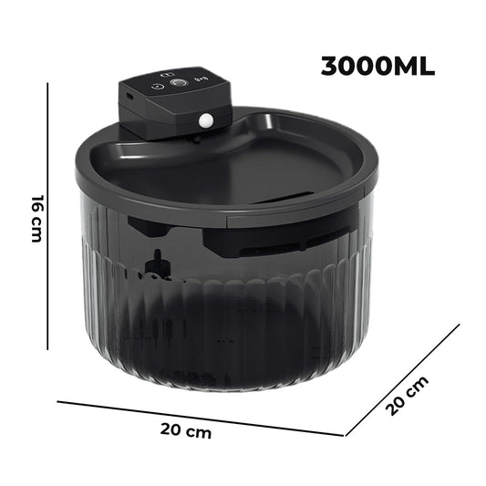 Fantana Apa Pisici si Caini Elindor®, Wireless, Senzor Miscare, Dispenser Automat cu Capac pentru Animale, Adapator cu Dubla Circulatie, Sistem de Purificare si Filtrare Carbune Activ, Flux Dublu, Filtru si Pompa Incluse, ABS, Capacitate 3L, Negru