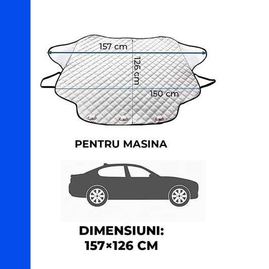 Parasolar Auto Elindor® pentru Parbriz, Magnetic cu 3 Magneti si Aripi Laterale, Material cu 4 Straturi, Universal, Folie pentru Protectie Soare, Anti-inghet, Pliabil, Usor de Depozitat, Accesorii Masina Exterior, 157 x 126 cm, Argintiu