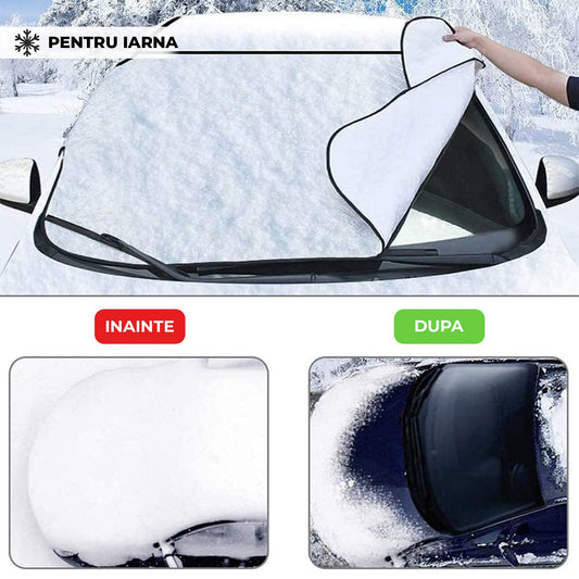 Parasolar Auto pentru Parbriz Elindor® Material 4 Straturi, Protectie pentru Inghet, Zapada, Praf, Soare, 147 x 100 cm, Montare Usoara, Accesorii Masina, Argintiu