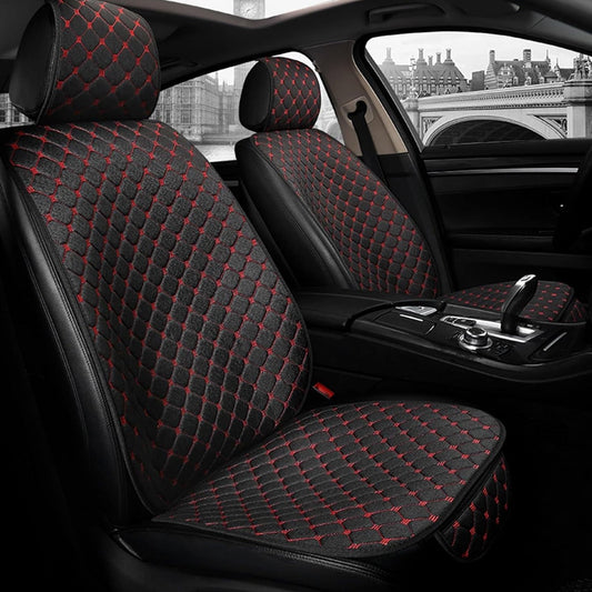 Husa Auto pentru Scaunul din Fata Elindor®, Material din Bumbac de In Respirabil, Protectie Scaune Fata, Compatibile cu Logan, VW Golf, Renault, Skoda, Instalare Usoara, Accesorii Interior Huse Masina, Universale, Negru