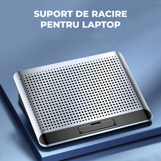 Cooler Laptop Gaming RGB Elindor® Suport cu Unghi Reglabil 6 Nivele, Dimensiuni Compatabile 12-17 Inch, 1 Ventilator Mare Puternic si Silentios 28dB cu Viteza Ajustabila, 2 Porturi USB, pentru Birou, Calatorii, 35 x 26 x 2.3 cm, Argintiu