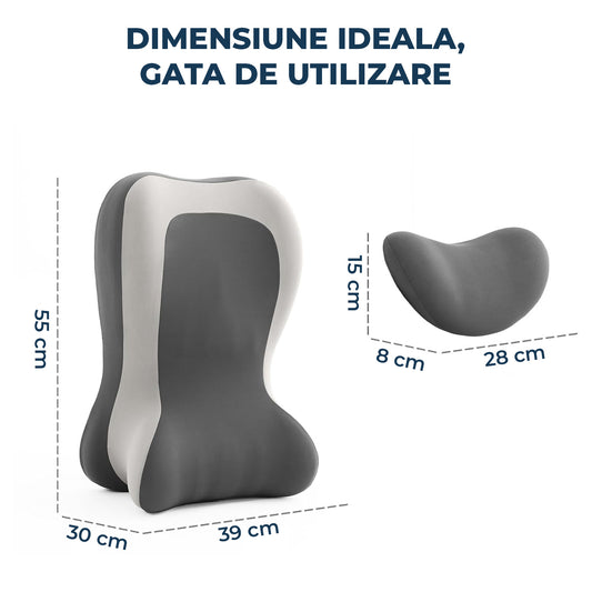Perna Ergonomica Elindor®, Perna Wedge pentru Circulatie si Recuperare, Suport pentru Genunchi, Picioare si Trunchi, cu Spuma cu Memorie, Husa Textila, 55 × 39 × 30 cm, Gri