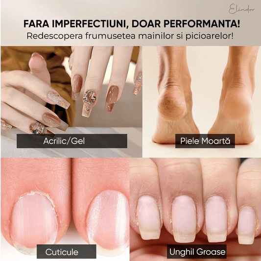 Freză unghii profesională wireless, 18.000 RPM, 12 capete, 36 benzi de șlefuire, roz