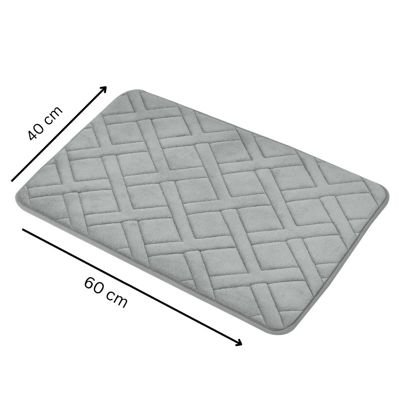 Covor Baie Universal, Spumă cu Memorie, Absorbant, Antiderapant, Memory Foam, 61×41 cm, Gri cu Dungi