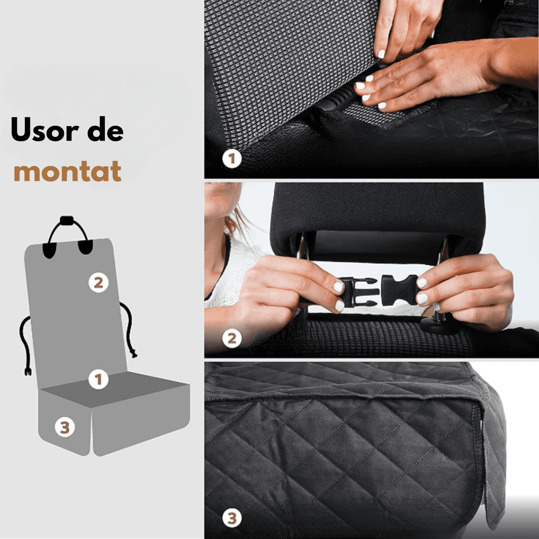 Husă Auto Universală pentru Protecție și Transport Animale, Impermeabilă, Anti-Alunecare, 47 cm, Neagră