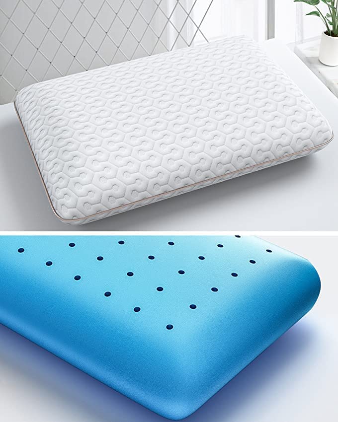 Perna Ortopedică, Gel Memory Foam, 60x40x14 cm, Suport Gât și Cervical, Albastru