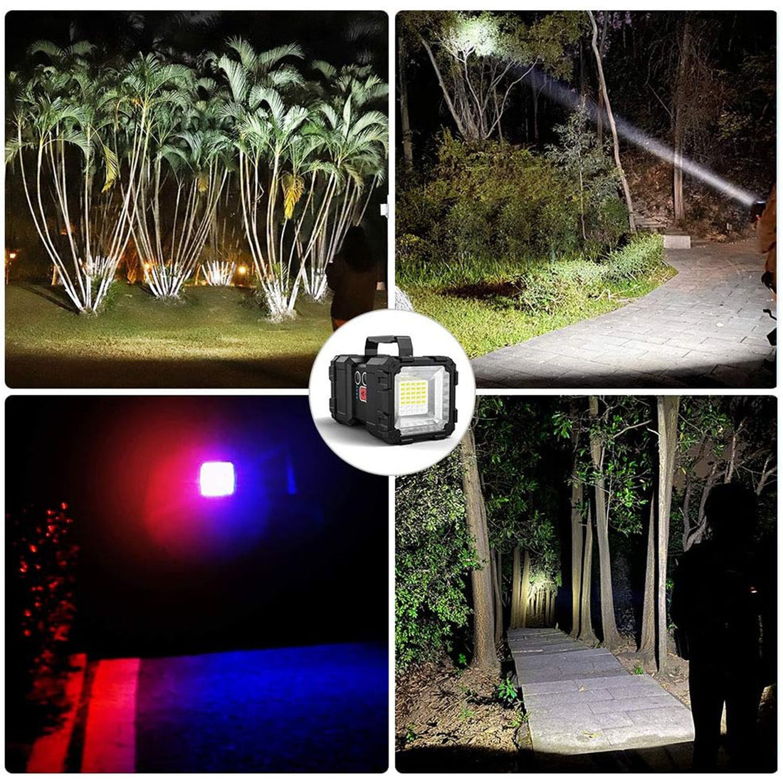 Lanterna Multifunctionala Elindor® Reincarcabila, 10.000mAh, Power Bank, 10.00LM, 7 Moduri, IPX44, 2 Capete, Negru