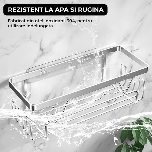Set 3 Rafturi Elindor® pentru Duș, din Oțel Inoxidabil, Adeziv Puternic, Gri
