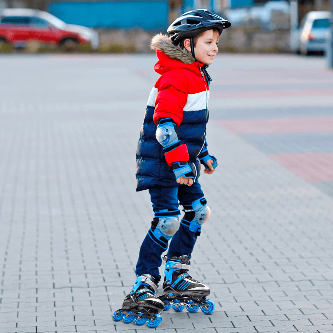 Role Reglabile L 36-39, Roți Luminoase Silicon, Rulmenți ABEC-7, Albastru