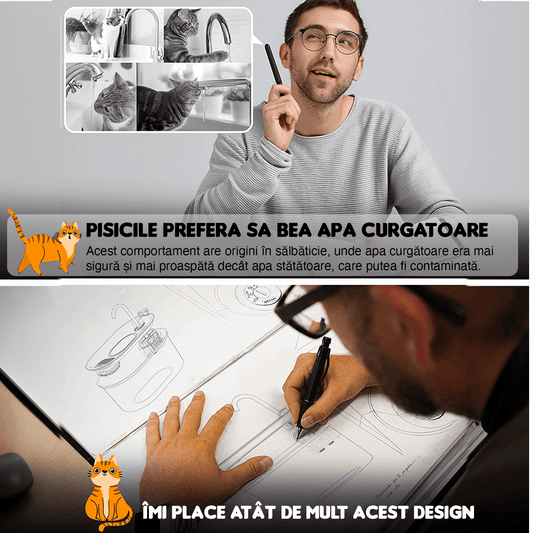 Dispenser Apă Automat pentru Pisici și Câini, 3.2L, Oțel Inoxidabil, Filtrare Activă, Silentios, Argintiu