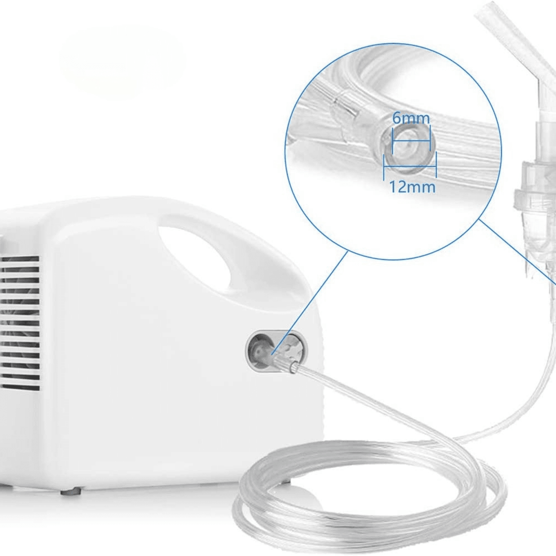 Aparat aerosoli inhalator, nebulizator cu compresor, 0.2ml/min, măști copii și adulți, alb