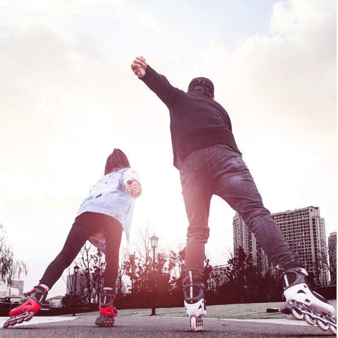 Role Reglabile L 37-40, Roți Luminoase Silicon, Rulmenți ABEC-7, Roșu